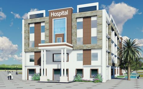 Hospital Exterior Design Facades, Hospital Floor Plan, Hospital Plans, Hospital Design Architecture, Commercial Design Exterior, Small House Front Design, School Building Design, Hospital Architecture, Healthcare Architecture