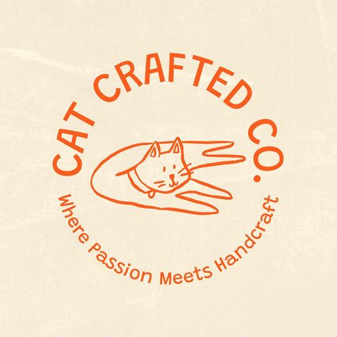 Handcraft  logo, editable business branding template design | premium image by rawpixel.com / Aew Handcrafted Logo Design, Handcraft Logo Design, Small Business Logo Ideas, Embroidery Aesthetic, Cat Branding, Badges Ideas, Cat Graphic Design, Craft Logo, Small Business Logo