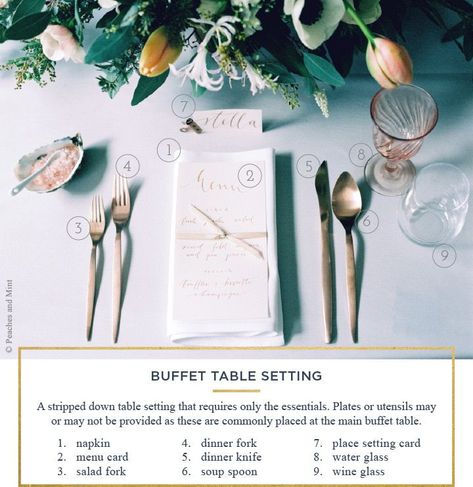 Buffet Wedding Table Setting, Basic Table Setting, Proper Table Setting, Buffet Table Settings, Table Setting Etiquette, Wedding Buffet Table, Reception Buffet, Reception Table Settings, Set A Table