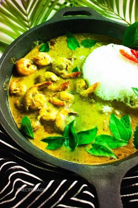 Green Curry Shrimp - Recipe Magik Shrimp Green Curry, Green Curry Shrimp, Shrimp Thai, Thai Green Curry Recipe, Red Curry Shrimp, Vegan Thai Green Curry, Green Curry Recipes, Thai Green Curry Paste, Red Curry Chicken