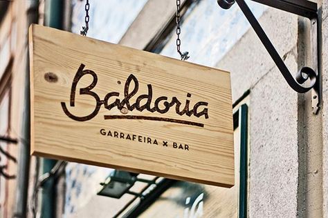 Wooden signage with custom typography. Behance Exterior, Exterior Restaurant, Cafe Signage, Restaurant Signage, Glass Railings, Shop Signage, Exterior Signage, Shop Sign Design, Interior Vintage