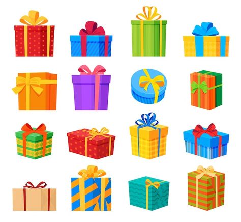 Vector set of colored gift boxes with bo... | Premium Vector #Freepik #vector #birthday-gift-box #surprise #gift-box-present #gift-package Bright Packaging, Colorful Gifts, Gift Package, Christmas Gift Box, Surprise Gift, Vector Photo, Christmas Presents, Gift Boxes, Premium Vector