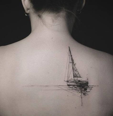 Boat back tattoo - 100 Boat Tattoo Designs  <3 <3 Tattoo Ship, Sailing Tattoo, Sailboat Tattoo, Boat Tattoo, Lighthouse Tattoo, Forarm Tattoos, Ocean Tattoos, Nautical Tattoo, Back Tattoos For Guys