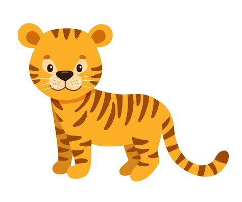 Cute tiger in cartoon style. Drawing african baby wild cat isolated on white background. Vector sweet tiger for kids poster and card. Jungle animal Cute Tiger Drawing, Tiger Cartoon, Tiger Kids, Tiger Drawing, African Babies, Cartoon Tiger, Cartoon Style Drawing, Cute Tiger, Cute Tigers