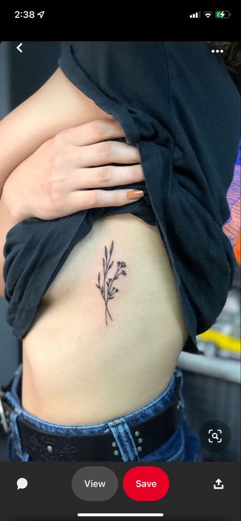 Lavender Tattoo Ribs, Small Flower Hip Tattoo, Lavender Rib Tattoo, Rib Flower Tattoos For Women, Three Sisters Tattoo, Flower Tattoo Ribs, Rib Flower Tattoo, 18th Birthday Tattoo Ideas, Body Claim Dr