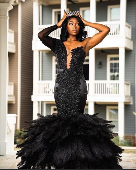 Long Sleeve Black Prom Dress, Todd Patrick, Black Long Sleeve Prom Dress, Black Feather Dress, Lace Long Prom Dress, Feather Prom Dress, Custom Made Prom Dress, Prom 2022, Classy Prom Dresses