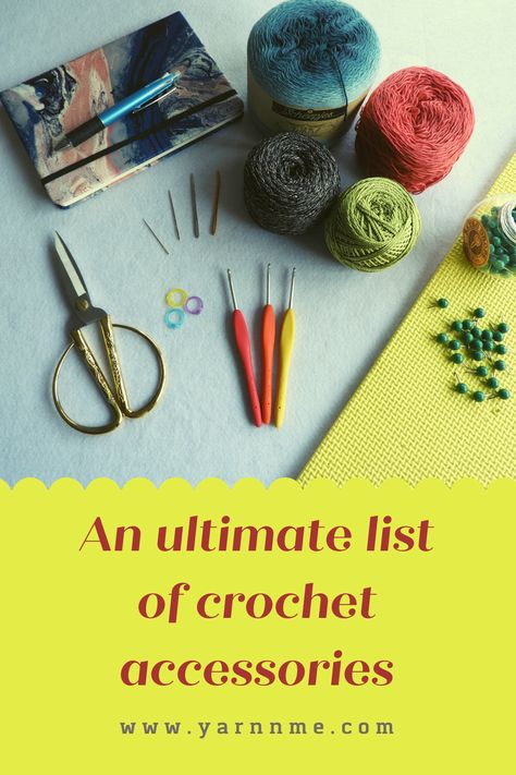 There are a lot of accessories that can be included in this hobby, which can be quite overwhelming. In this post you will find an extensive list of crochet accessories, what to buy and what not. #crochet #crochetaccessories #makerlife #makermovement #yarnlove #listofcrochetaccessories #crocheter #crochetlove #crochetgadgets #handmade #giftforcrocheters Crochet Accessories Knitting & Tools, Crochet Tools Accessories, Crochet Gadgets, Crochet Essentials, Blocking Mats, Yarn Winder, List Of Tools, Crochet Tools, Crochet Supplies