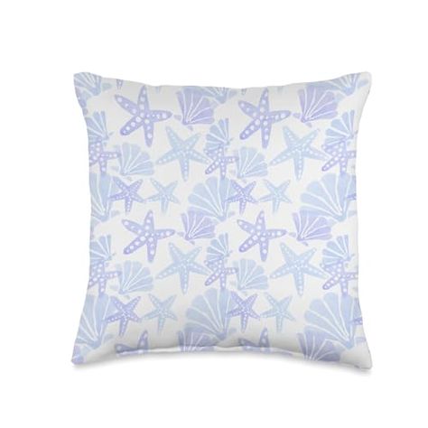 Coastal Granddaughter Sea Shells Blue Preppy Beach Summer Throw Pillow Costal Bedroom, Pastel Bedding, Ocean Room, Coral Pillows, Blue Preppy, Summer Bedroom, Preppy Beach, Beach Room, Coastal Granddaughter