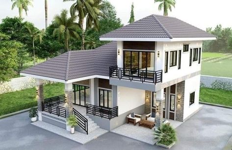 Homes 390 - Do You Like This Dream House....... | Facebook Banglow Design Modern Houses, Rural House Design, Home Decor Ideas Modern, Home Design Modern, Small House Design Philippines, Rumah Minecraft Sederhana, Two Story House Design, 2 Storey House Design, Affordable House Plans