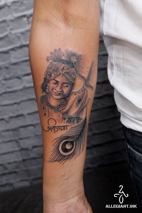 Cute Krishna Tattoo Design, Radhe Krishna Tattoo Design, Radha Krishna Tattoo, Krishna Tattoo Design, Hindu Tattoos, Trishul Tattoo Designs, Trishul Tattoo, Krishna Tattoo, Tattoo Design For Hand