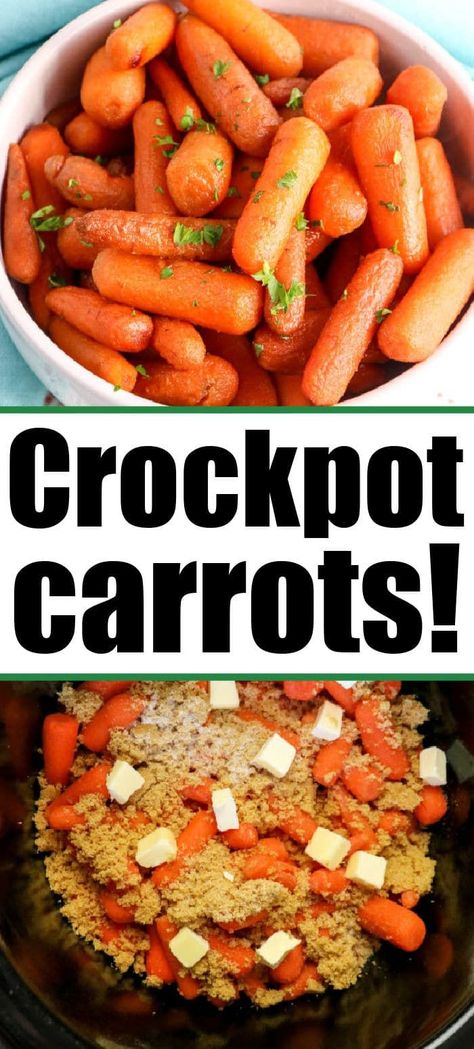 Glazed Crockpot carrots are the perfect sweet side dish with dinner. Use your slow cooker and with just a few ingredients you can make it too! Glazed Crockpot Carrots, Thanksgiving Recipes Crockpot, Crockpot Creamed Corn, Carrots With Brown Sugar, Carrots Thanksgiving, Crockpot Glazed Carrots, Vegetable Crockpot Recipes, Crockpot Carrots, Carrots Glazed