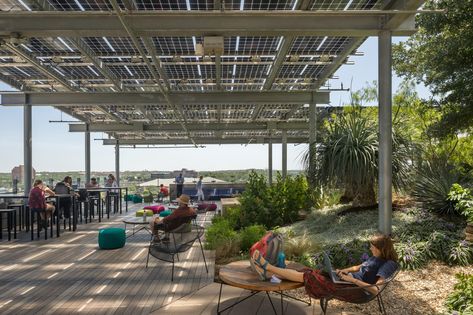 Austin Central Library | Lake Flato Outdoor Library, Library Space, Lake Flato, Canopy Architecture, Lady Bird Lake, Cafe Terrace, Central Library, Interior Design Awards, Connect With Nature