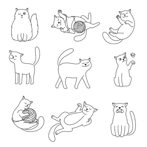 Cat Outline Tattoo, Doodles Cartoon, Cat Sketches, Budget Journal, Cartoon Cat Drawing, Cat Doodles, Cat Outline, Cat Pen, Line Doodles