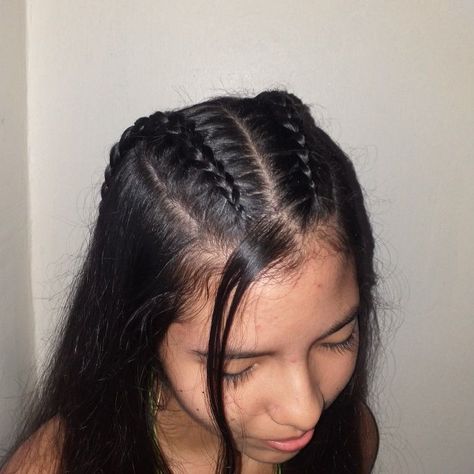 2 Braid On Top Of Head, Front Middle Braid Hairstyles, 2 Braids At The Top Of Head, 2 Top Braids Half Up, 2 Small Braids Hairstyles, Mini Braids On Top Of Head, 3 Braids On Top Of Head, Two Small Braids On Top Of Head, Small Braids Straight Hair