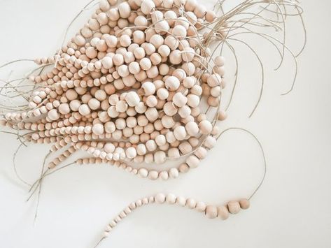 Decorating With Wooden Beads, Diy Beaded Chandelier, Wooden Beads Diy, Interior Design Institute, Cheap Chandelier, Domino Magazine, Diy Chandelier, Wood Chandelier, Beaded Chandelier