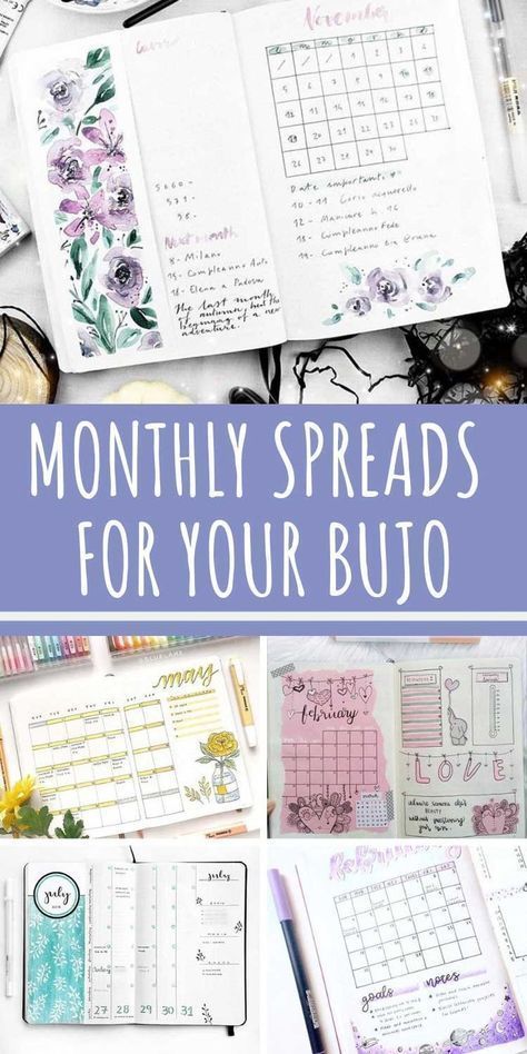 Monthly spread ideas for your bullet journal Monthly Bullet Journal Ideas, Bullet Journal Monthly Spread Ideas, Monthly Spread Ideas, Monthly Bullet Journal, How To Bullet Journal, Bullet Journal Monthly, Digital Bullet Journal, Bullet Journal Monthly Spread, Bullet Journal Key