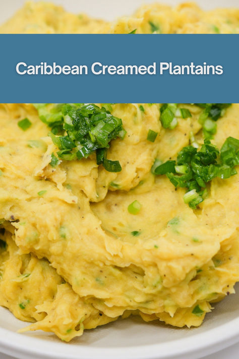 Caribbean Creamed Plantains are a harmonious blend of ripe plantains, creamy coconut milk, butter, and aromatic green onions, offering a taste of the tropics in each velvety spoonful. Mashed Sweet Plantain Recipes, Recipe With Plantains, Recipes With Green Bananas, Shrimp And Plantains Recipe, Ethiopian Recipes Authentic, Green Plantain Recipes Healthy, Green Plantains Recipes, Vegetarian Carribean Food, Overripe Plantain Recipes