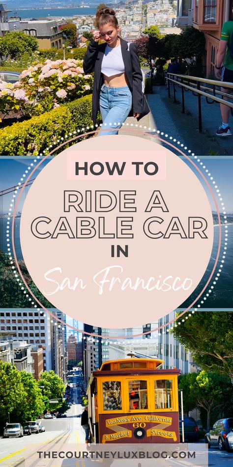 Riding a cable car in San Francisco is the single best way to see the city! Seriously. It's iconic, convenient, and inexpensive. A cable car ride is a great way to see SF’s most beautiful viewpoints! The cable car lines take you through the most quintessential neighborhoods in San Francisco, past bucket list spots like The Golden Gate Bridge and Alcatraz. One of my favorite times to ride the cable car is during sunset! Here's your ultimate guide to riding a cable car in San Francisco: Car Sunset, San Francisco Vacation, San Francisco Travel Guide, San Francisco Cable Car, San Francisco Food, Visit San Francisco, Alcatraz Island, Car Experience, Travel Bucket List Usa