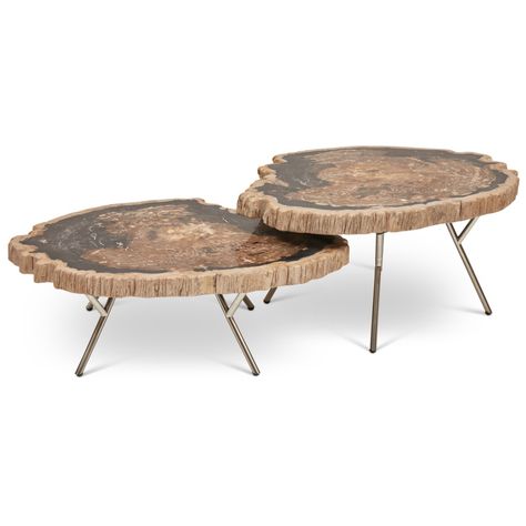 Lastra Coffee Table - Natural Dark (Set of 2) | Urbia Imports Coffee Table Set Of 2, Wood Nesting Tables, Geometric Coffee Table, Tall End Tables, Stainless Steel Lighting, Large Coffee Tables, Coffee Table Set, Rustic Coffee Tables, Nesting Coffee Tables