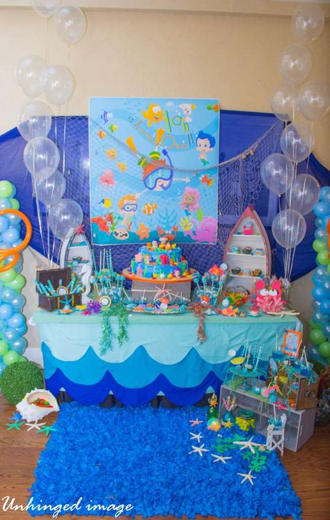 Under Water Buble Guppies Birthday Party Ideas | Photo 22 of 162 | Catch My Party Bubble Guppies Birthday Party Ideas, Bubble Guppies Theme, Bubble Guppies Birthday Party, Bubble Guppies Party, Bubble Guppies Birthday, Bubble Party, Sea Birthday Party, Bubble Guppies, Under Water