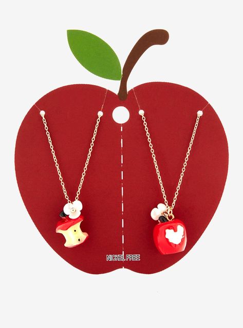 Who's the apple to your eye? Match with your bestie with these berry sweet apple necklaces! This set has an apple core charm on one and a bitten apple on the other  with matching apple blossom charms on each.18" + 3" extenderNickel-free alloy; acrylicSet of 2Imported Shrink Charms, Apple Outfits, Apple Clothes, Bitten Apple, Apple Jewelry, Apple Necklace, Pretty Gifts, Apple Core, Fruit Necklace