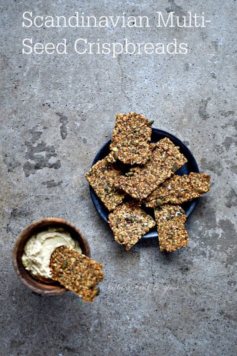 Scandinavian Multi-Seed Crispbread Recipe with A Fragrant Twist - food to glow Crispbread Recipe, Seed Crackers, Homemade Crackers, Twisted Recipes, Scandinavian Food, Cracker Recipes, Oil Water, Sunflower Seeds, Healthy Fats