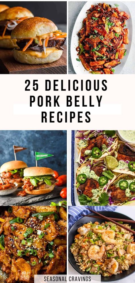 These pork belly recipes are so incredibly delicious, they're definitely going to end up on your favorites list! They're tender yet crispy, and so good! Simple Pork Belly Recipe, Pork Belly Slices Recipes Ovens, Slice Pork Belly Recipes, Costco Pork Belly Recipes, Pork Belly Dinner Recipes, Pork Belly Leftover Recipes, Quick Pork Belly Recipes, Pork Stomach Recipes, Recipes Using Pork Belly