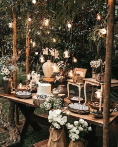 Summer Garden Party Ideas Decor, Summer Garden Party Ideas, Lights Backyard, Wedding Snacks, Garden Party Ideas, Forest Theme Wedding, Buffet Ideas, Outdoor Fall Wedding, 21 Birthday