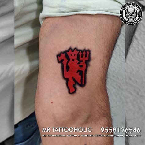 Manchester United Tattoo Ideas, Manchester United Tattoo, Man Utd Tattoo, Reference Tattoo, Manchester Tattoo, Any Tattoo, Manchester United Old Trafford, Devil Tattoo, Chest Tattoo Men