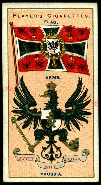 Cigarette Card - Arms & Flag of Prussia German Propaganda, Frederick The Great, Historical Flags, German Flag, Historia Universal, German History, European Royalty, Propaganda Posters, German Army