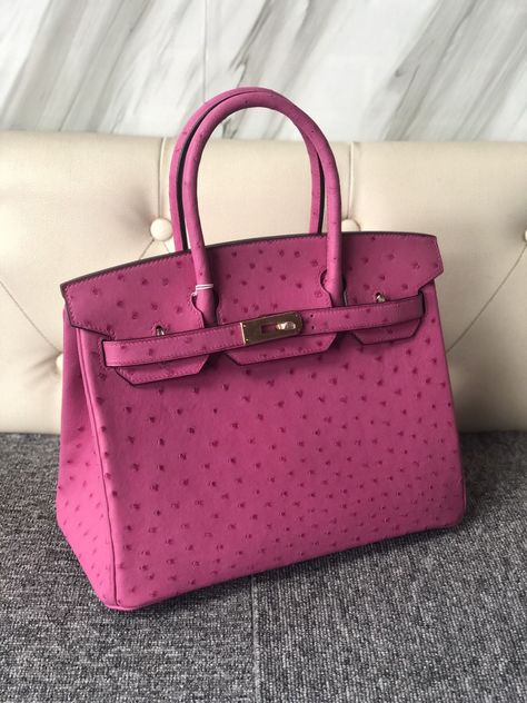 Hermes Birkin Ostrich Pink, Pink Ostrich Birkin, Pink Birkin Bag, Birkin Ostrich, Ostrich Birkin, Hermes Birkin Colours, Hermes Birkin Ostrich, Hermes Style, Hermes Birkin 25