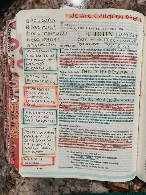 1 John Chapter 1 Bible Notes, Bible With Notes Section, Bible Notes John, John Chapter 1 Bible Study Notes, Bible Tip Ins, Bible Set Up, John 1 Bible Journaling, John Chapter 1 Bible Journaling, 1 John Bible Journaling