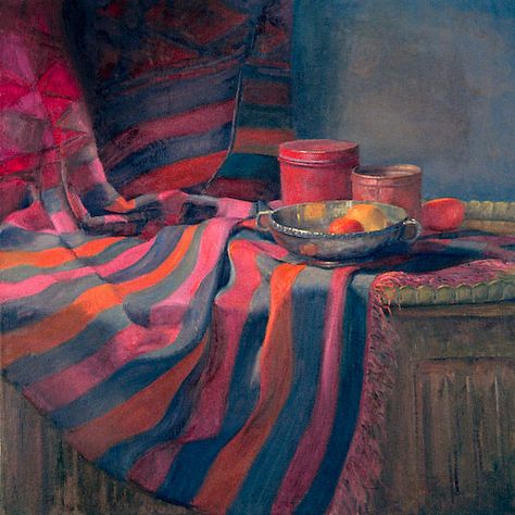 Ian Roberts, Laura's Carpet, Oil on canvas, 30" x 30" Ian Roberts, Still Life Ideas, Still Life Oil Painting, Art Still Life, Still Life Paintings, Daily Painting, Life Paintings, Paintings I Love, Painting Still Life