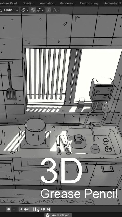 Turn 2d art to 3d Environment In Blender | Tutorial 2d To 3d Architecture, Blender 3d Environment Art, Blender Concept Art, 3d Modeling Blender, Blender Furniture, Blender Shortcuts, 3d Blender Tutorials, Blender Ideas 3d, Bathroom Concept Art