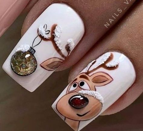 Beach Nails Art, Christmas Nail Designs Acrylic, White Christmas Nails, Nail Art Noel, 2023 Nail, Nails Art Ideas, Art Deco Nails, Gothic Nails, Fancy Nails Designs