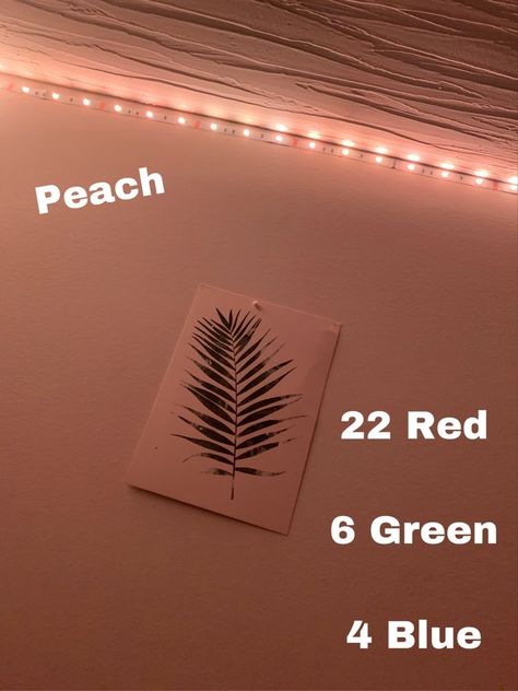 led light peach color <3 Led Lights For Pictures, Cream Led Lights, How To Make Diy Colors Led Lights, How To Make Custom Colors On Led Lights, Pastel Led Lights, Led Colours Diy, Peach Led Light Diy, How To Make Peach Color Led Lights, Led Lights Color Ideas