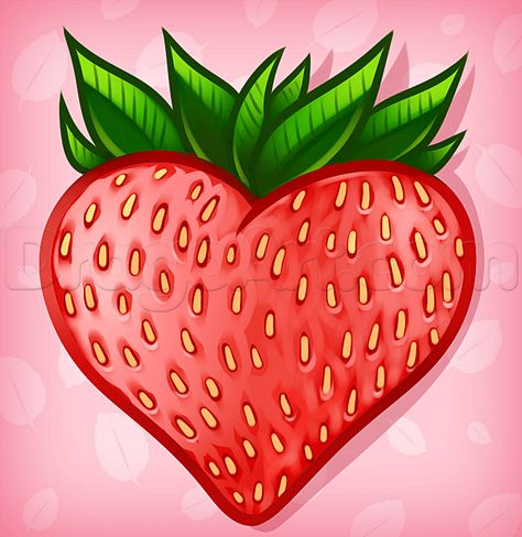 how to draw a strawberry heart Strawberry Heart Drawing, Heart Strawberry Drawing, How To Paint A Strawberry, Heart Strawberry Tattoo, How To Draw A Strawberry, Strawberry Heart Tattoo, Cute Strawberry Drawing, Draw A Strawberry, Heart Step By Step