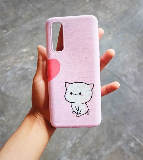 With Acrylic colour Paint Phone Cover, Phone Cover Painting Acrylic, Phone Cover Painting, Cover Painting, Panda Painting, Phone Case Diy Paint, Funny Paintings, Art Hub, On Phone