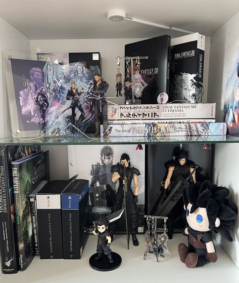 owned by teIamons on twitter/x Final Fantasy Bedroom, Fantasy Bedroom, Final Fantasy Collection, Fantasy Rooms, Fantasy Collection, Fantasy House, Final Fantasy Xv, Fantasy Setting, Displaying Collections