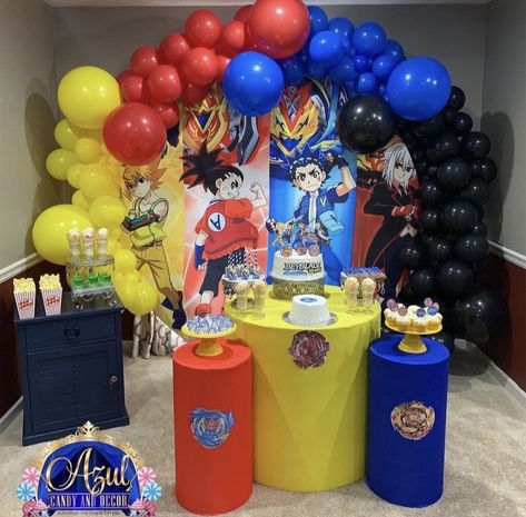 Akedo Birthday Party Ideas, Bey Blades Birthday Party Ideas, Beyblades Party Ideas, Beyblade Party Ideas, Bayblade Party Ideas, Bakugan Birthday Party, Bakugan Birthday, Beyblade Birthday Party, Batman Themed Birthday Party