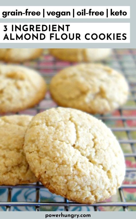 3 Ingredient Vegan Almond Flour Cookies (GF, Oil-Free, Keto Option) Flour Desserts, Carrot Cake Bars Recipe, Almond Flour Recipes Cookies, Almond Flour Biscuits, Easy Vegan Cookies, Df Recipes, Egg Free Cookies, Vegan Biscuits, Gluten Free Sugar Cookies