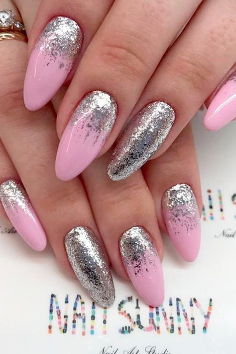 Perfect Pink Nails, Pink And Silver Nails, Glam Ideas, New Nail Art Design, Pink Manicure, Ombre Nails Glitter, Ombre Nail Designs, Pink Nail Designs, New Nail Art