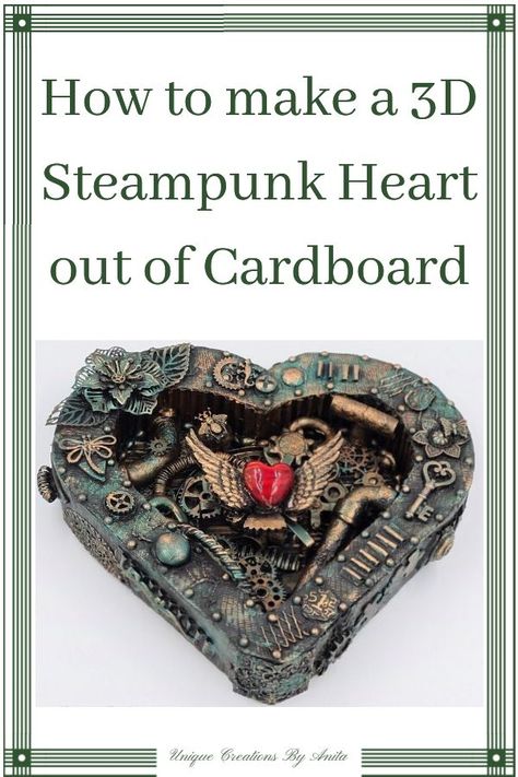 Steampunk Tutorial, Diy Valentines Gifts For Him, Steampunk Diy Crafts, Homemade Valentines Gift, Steampunk Mixed Media Art, Finnabair Art, Steampunk Heart, Steampunk Mixed Media, Craft Projects For Adults