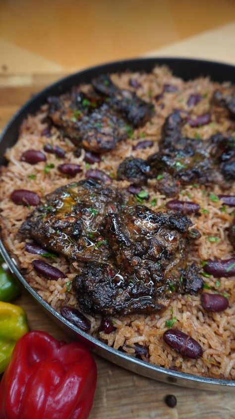 Jerk Chicken With Rice, Infused Oil Recipes, Jerk Chicken And Rice, Jerk Marinade, Chicken With Rice, Fluffy Rice, Perfect Rice, Infused Oil, Rice And Peas