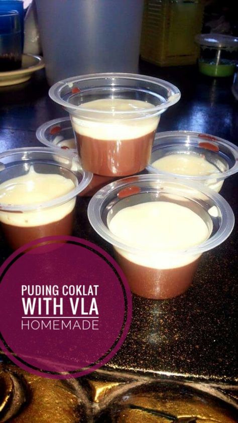 Puding Coklat with Vla,, Puding Vla, Snack Cake, Glass Of Milk, Milk, Snacks, Drinks, Cake, Glass