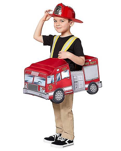 Toddler Light Up Firetruck Piggyback Costume - Spirithalloween.com Toddler Superman Costume, Piggyback Costume, Stick Figure Costume, Fireman Costume, Fireman Helmet, Paw Patrol Costume, Disney Princess Toddler, Fireman Hat, Firefighter Costume