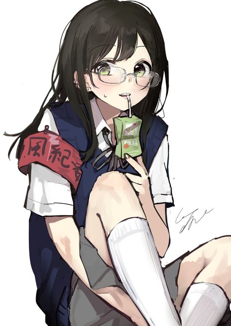 Cute Nerd, Anime Black Hair, Anime Nerd, Nerdy Girl, Short Comics, Anime Child, Nerd Girl, Girls With Glasses, Girls Characters