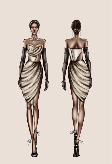 Fashion illustration Front And Back Fashion Illustration, Ferrari Sketch, Collar Illustration, Technical Sketch, Croquis Fashion, Fashion Illustration Poses, Fashion Boards, Fashion Illustration Tutorial, Fashion Illustration Collage