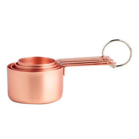 Copper Nesting Measuring Cups - v1 Copper Measuring Cups, Kitchen World, Stainless Steel Measuring Cups, Copper Cups, Measuring Cups And Spoons, Measuring Cups & Spoons, Baking Utensils, Measuring Cups Set, Stainless Steel Bowls