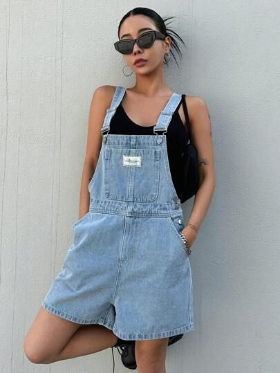 Denim Dungaree Shorts, Fashion Empire, Denim Dungaree, Dungarees Shorts, Romper Outfit, Denim Details, Pose Reference Photo, Denim Jumpsuit, Dungarees